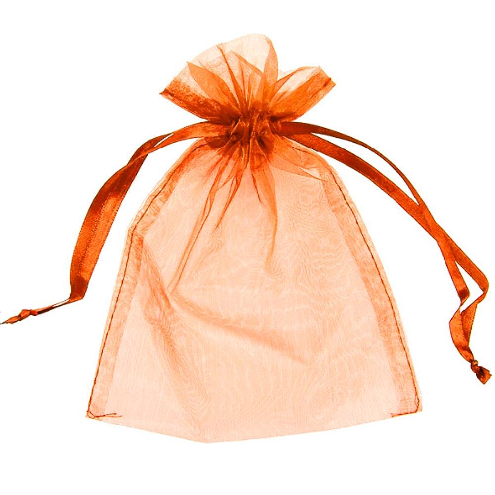 50 Organza Bags Wedding Favours Party Jewellery Pouches Mesh Drawstring Gift Wrap (5cm x 7cm, Orange)