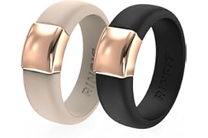 Rinfit Silicone Rings for Women - Silicone Wedding Bands - Womens Rubber Ring with Stainless Steel Plate - Patented Design