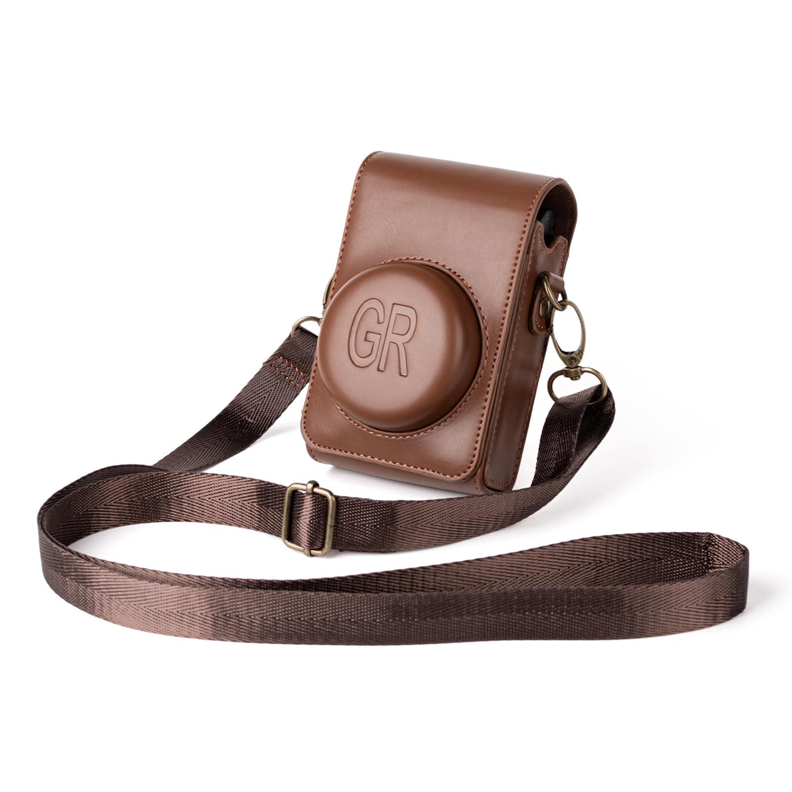 kinokoo Case for Ricoh GR/GR II/GR III/IIIx/GR IV Digital Camera, PU Leather GR GR II GR III GR III X GR IV Protective Cover with Shoulder Strap - Retro Style Easy Carrying Bag- Coffee