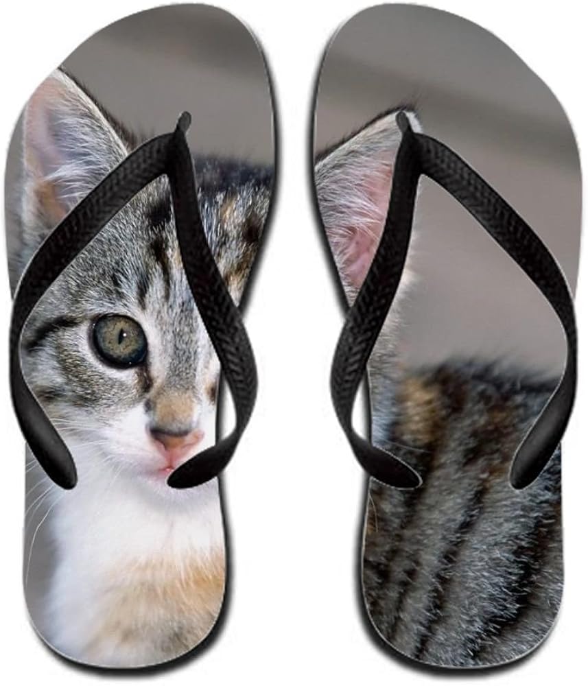 HubertButler Animal Cat Flip Flop Rubber Men/Women Flip