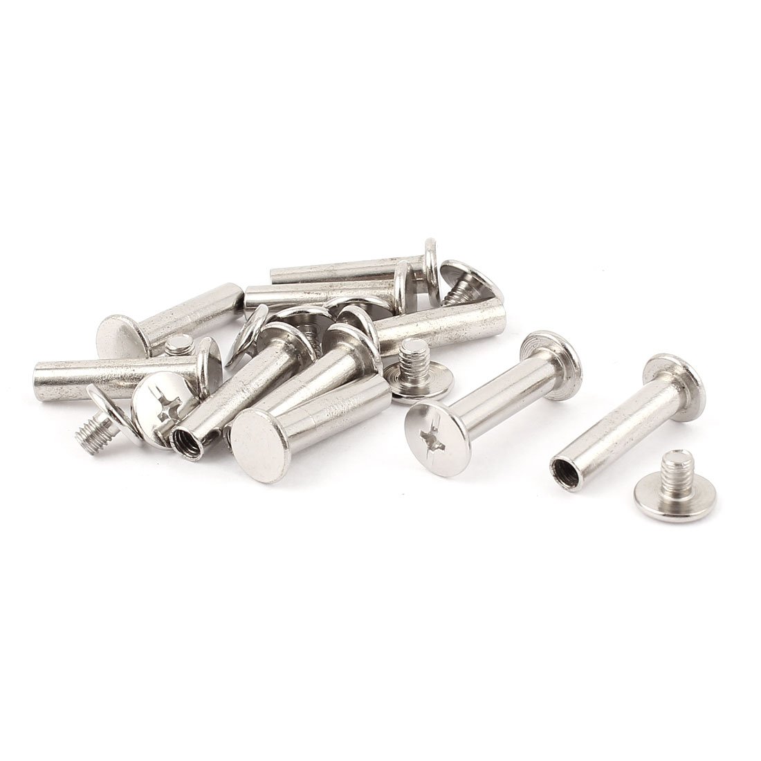 uxcell Screw Post Female 5x20mm Belt Buckle Binding Bolts Leather Fastener Silver Tone 10 Sets