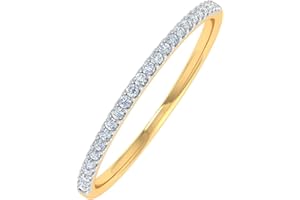 FINEROCK 0.08 Carat (ctw) 10K Gold Round White Diamond Ladies Dainty Anniversary Wedding Stackable Ring