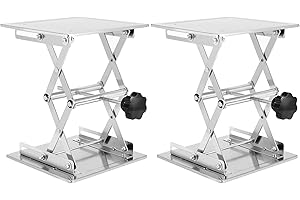 JOIKIT 2 PCS 8 x 8 in Stainless Steel Lab Jack Sicissor Stand, 85mm to 280mm Expandable Lab Lift Table Platform, Load Bearing 15kg/33lbs