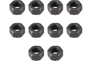 uxcell Hex Nuts, M10x1.5mm Metric Coarse Thread Hexagon Nut, Carbon Steel, Pack of 10 (Black)