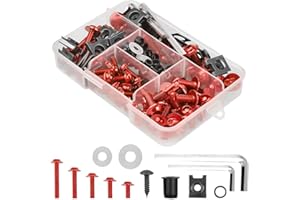 Motorcycle Fairing Bolt Kit, 177pcs M5 M6 Motorcycle Windscreen Screws, Aluminum Fasteners Fairing Bolts Nut Clips Kit, Mount