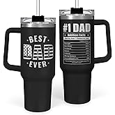 Best Dad Ever Tumbler 40Oz, Gifts for Dad for Christmas Birthday Valentine Fathers Day, Dad Coffee Cup Stainless Steel Insulated Tumblers with Lid & Straw, Dads Gift from Daughter Son