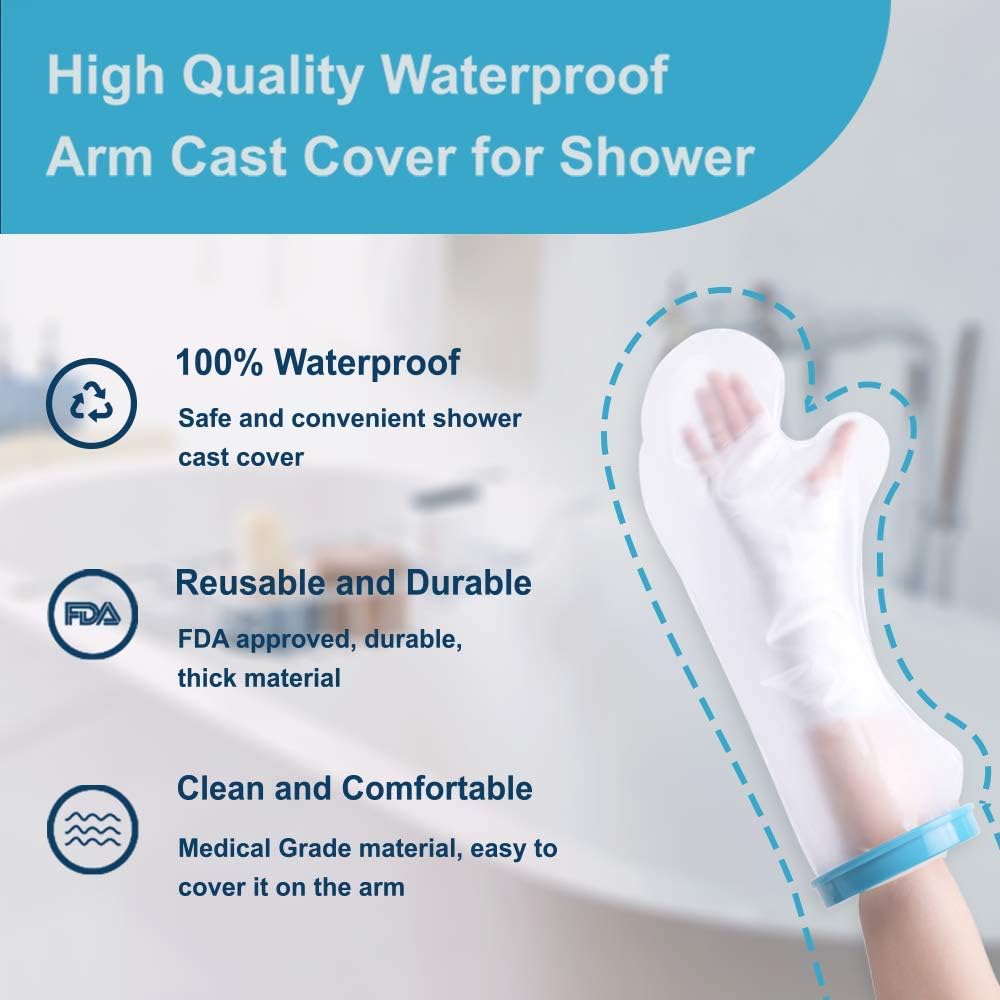 [2020 New Upgrade]Adult Waterproof Arm Cast Wound Cover Protector for Shower Bath, Arm Cast Sleeve Bag Covers for Broken Hands, Wrists, Reusable Bandage Cover Dressing Protector-19.09 inches: Health & Personal Care