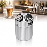 Mini Keg Growler 64 oz, 2L 304 Stainless Steel Beer Keg with Lid | Pressurized Brewing Container with Sealing Knob Cover, Portable Homebrew Vessel for Draft Storage, Carbonation and Serving
