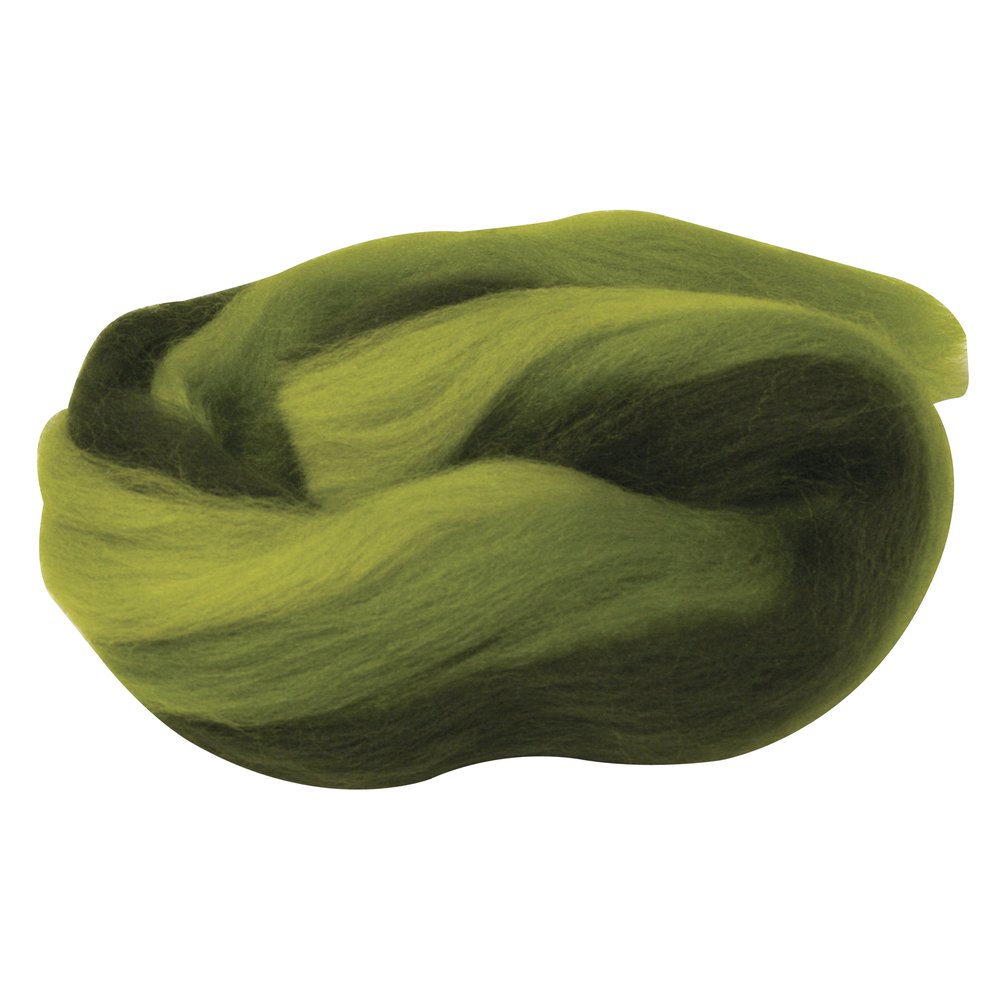Rayher Soft Merino Roving in Green Shades for Felting, Wool Art and Jewellery Making, Coloured Roving for Needle Felting, 100% Merino Wool, 50g, 5366400 — image 1