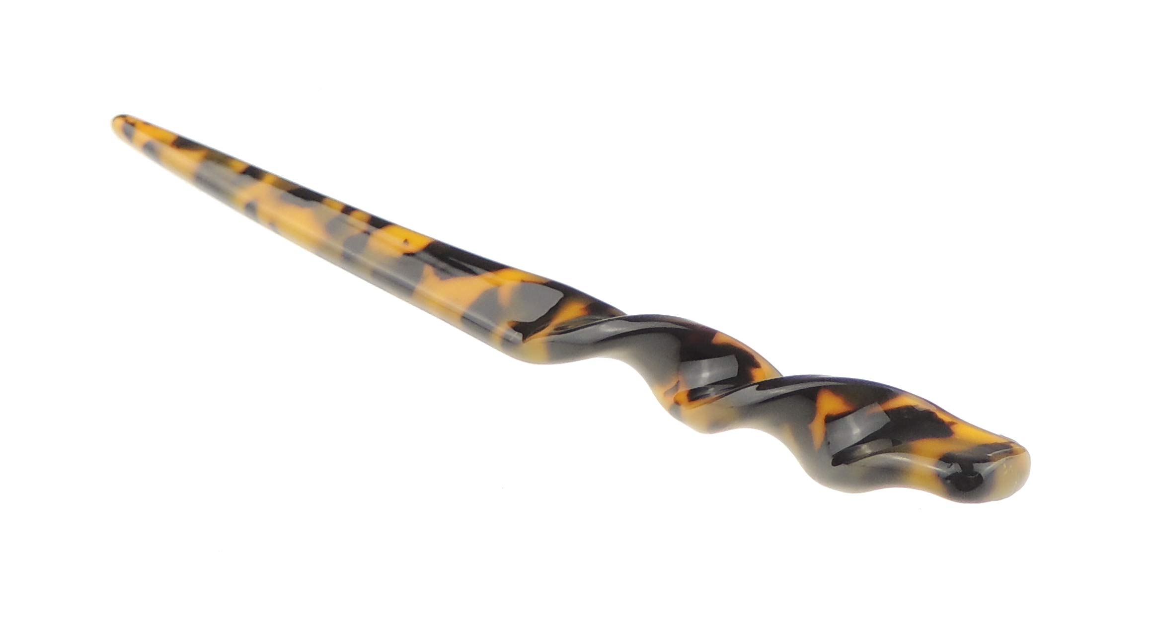 Ladies Marbled Look Swirly Twist Acrylic Chignon Bun Hair Stick Pin (Tort Brown)