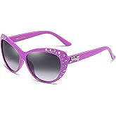 Giselle Cute Kids Retro Cat Eye Rhinestone Sunglasses for Teen Girls and Children Age 6-14