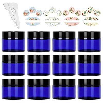 Download Buy 12 Pack 50ml Blue Glass Jars With Black Lids Inner Liners Round Containers Jars For Cosmetics And Face Cream Lotion Online In Italy B08m31lr75