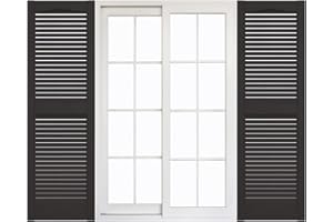 MID AMERICA Mid-America 00011260010 Standard Size Cathedral Top Center Mullion, Open Louver Shutter (Per Pair), 12-in. W x 60-in. H, 010-Musket Brown