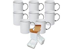 TWISTED ENVY Mugsie Set of 8 11 oz. Ceramic Sublimation Mugs - SILVER Rim & Handle- Cardboard Box with Foam Supports