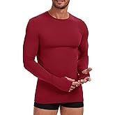 Tfovorlein Mens Thermal Tops Long Sleeve Fleece Lined Baselayer Undershirt for Winter Cold Weather with Thumb Holes