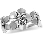 Silvershake 11MM Antique Finishing or Yellow Gold Plated 925 Sterling Silver 3 Plumeria Flowers Casual Ring Jewelry for Women