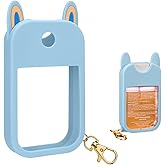 AIERSA Hand Sanitizer Spray Case Compatible with Touchland,Rabbit Ears Design Silicone Hand Sanitizer Case Holder with Keychain for Touch Land Mist Case 1FL. OZ (Blue)