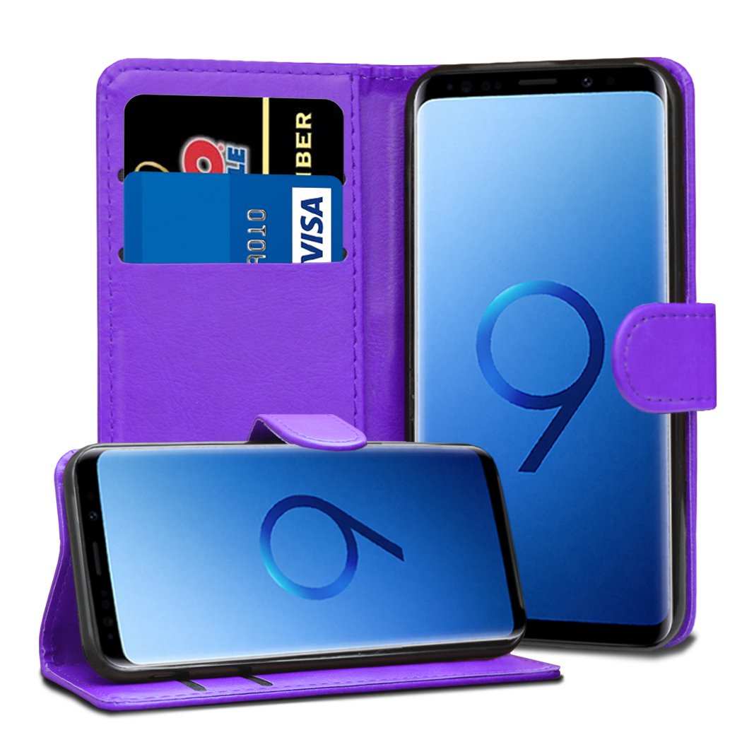Samsung Galaxy S9 Cases - Galaxy S9 5.8" G960F G960F/DS Premium Purple Wallet Leather Flip Case Cover For Samsung Galaxy S9 [Card Holder] [Magnetic Closure]