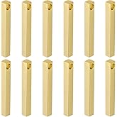 MECCANIXITY 12Pcs Charm Column Rectangle Engraving Bar Shape Pendants with Hole Gold Stainless Steel Bar Pendants for DIY Jewelry Making Necklaces