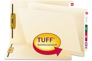 Smead TUFF Laminated End Tab Folder, Letter Size, 2 Bonded Fasteners in Positions 1 and 3, Manila, 50 Per Box (34105)