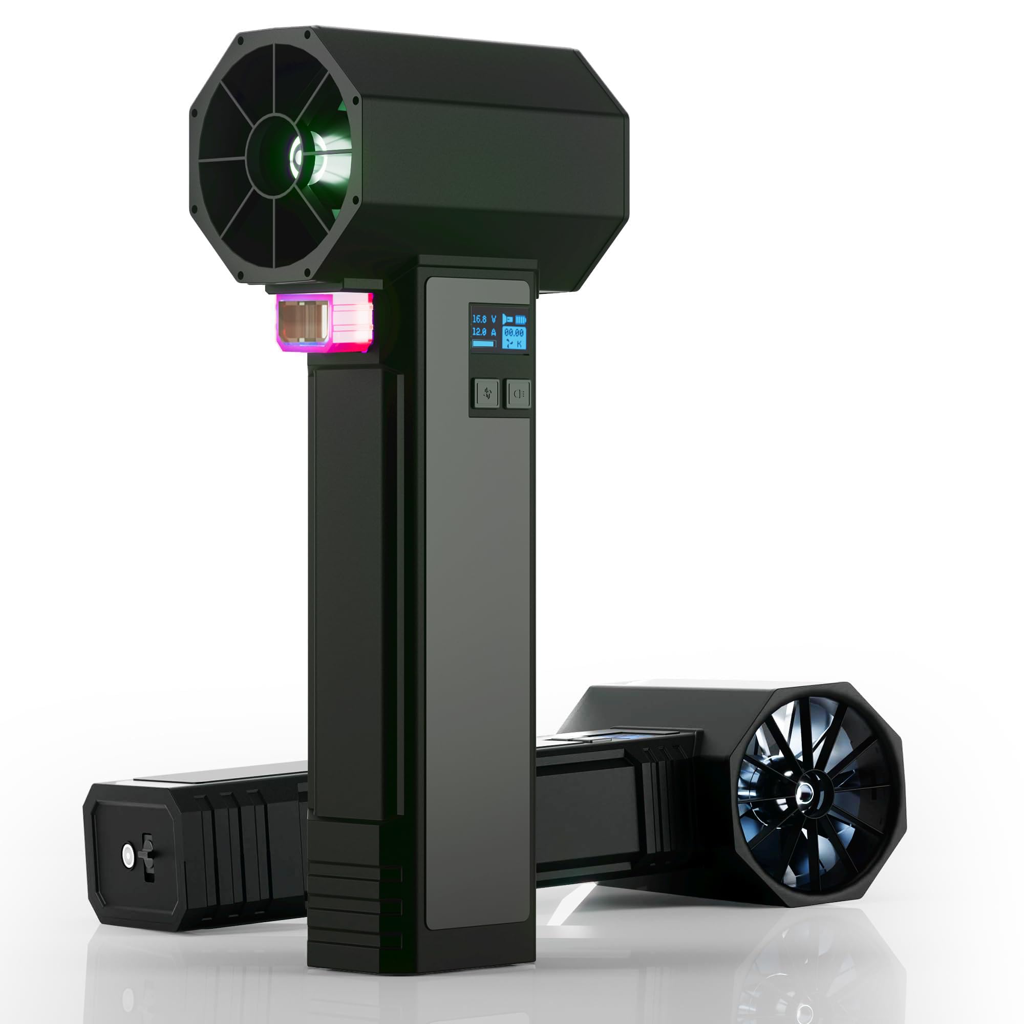 Photo 1 of **Works** XOOPON Turbo Dryer Blower with LED Light, Air Blower for Car Drying, Instant Thrust of 1600G and 220MPH, 4 Speeds, Portable Cordless Electric Leaf Blower (Silk Black)