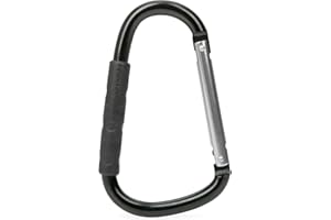 Nuby Large Handy Hook Carabiner Stroller Clip with Textured Soft Grip, Black
