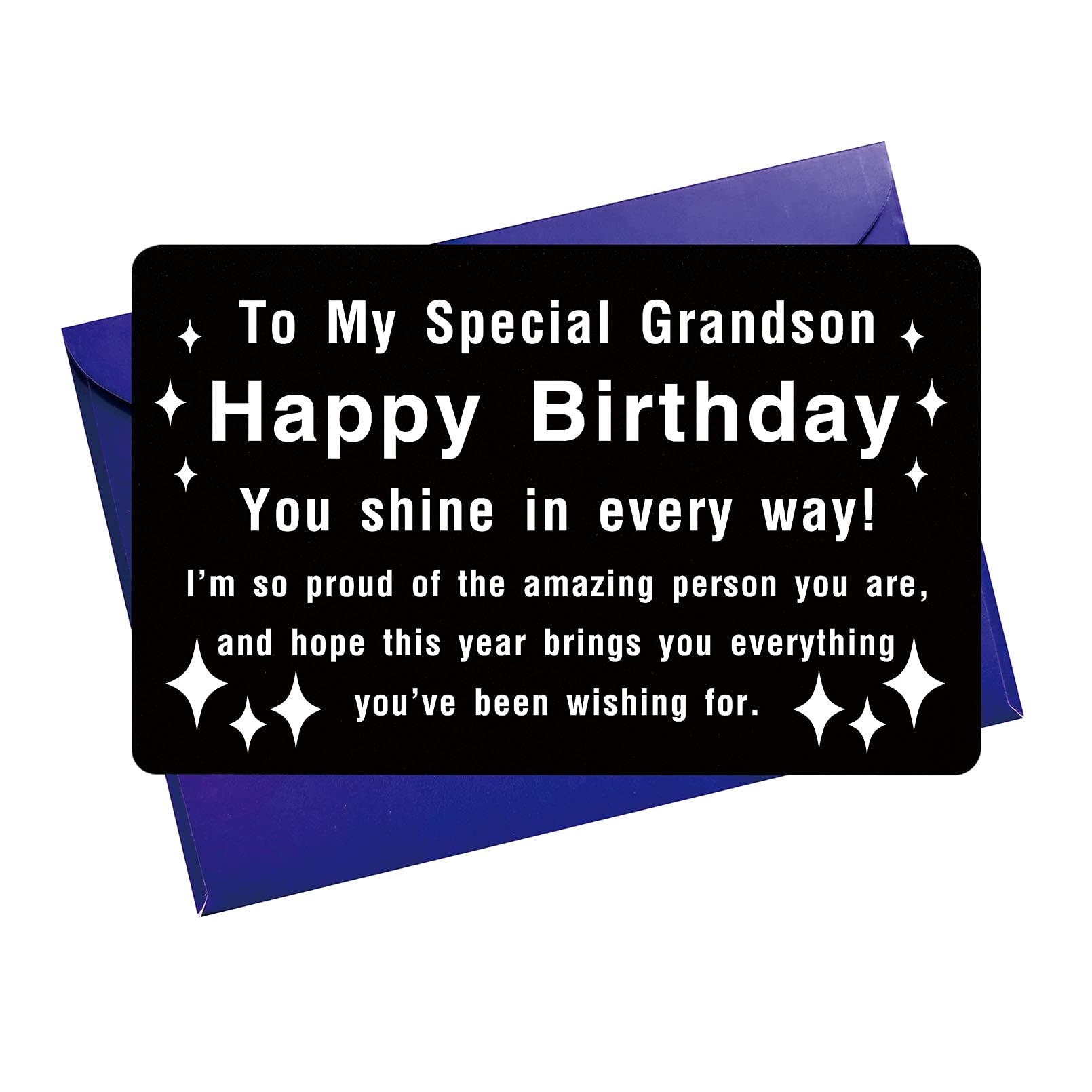 Grandson Birthday Cards Grandson Birthday Gifts - Amazing Grandson Happy Birthday, Grandson Birthday Engraved Black Aluminum