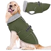 Lelepet Warm Dog Coat Waterproof Dog Jacket for Extra Large Dogs Reflective Fleece Vest with Adjustable Buckle Hook & Loop Windproof Cold Weather Coats for Small Medium Large Dogs, Army Green, XXXL