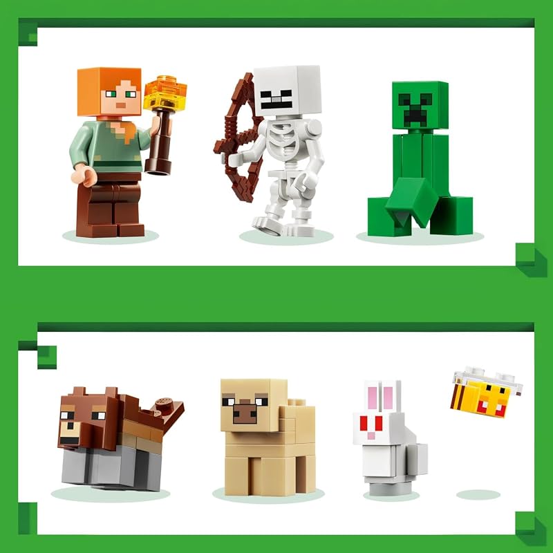 Minecraft L’Aventure de la Première Nuit - Jeu Interactif - 7 Figurines Dont Alex, Creeper, Squelette & Loup des Bois - Cadeau Gaming pour Garçon, Fille dès 8 Ans ou Fan 21593