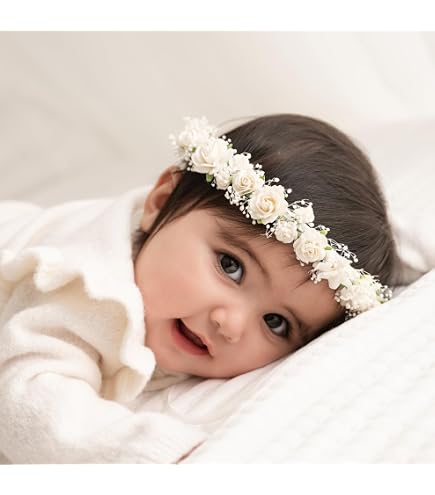 Amazon.com : PoshMyra Greenery Flower Crown for Girls White  display picture 3