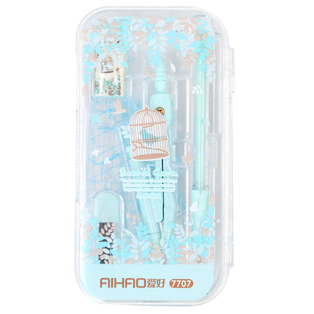 Millya 8PCS Students Compass Set with Protractor Rulers Math Geometry Drawing Set School Supplies