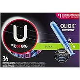 U by Kotex Click Compact Tampons, Super Absorbency, Unscented, 36 Count