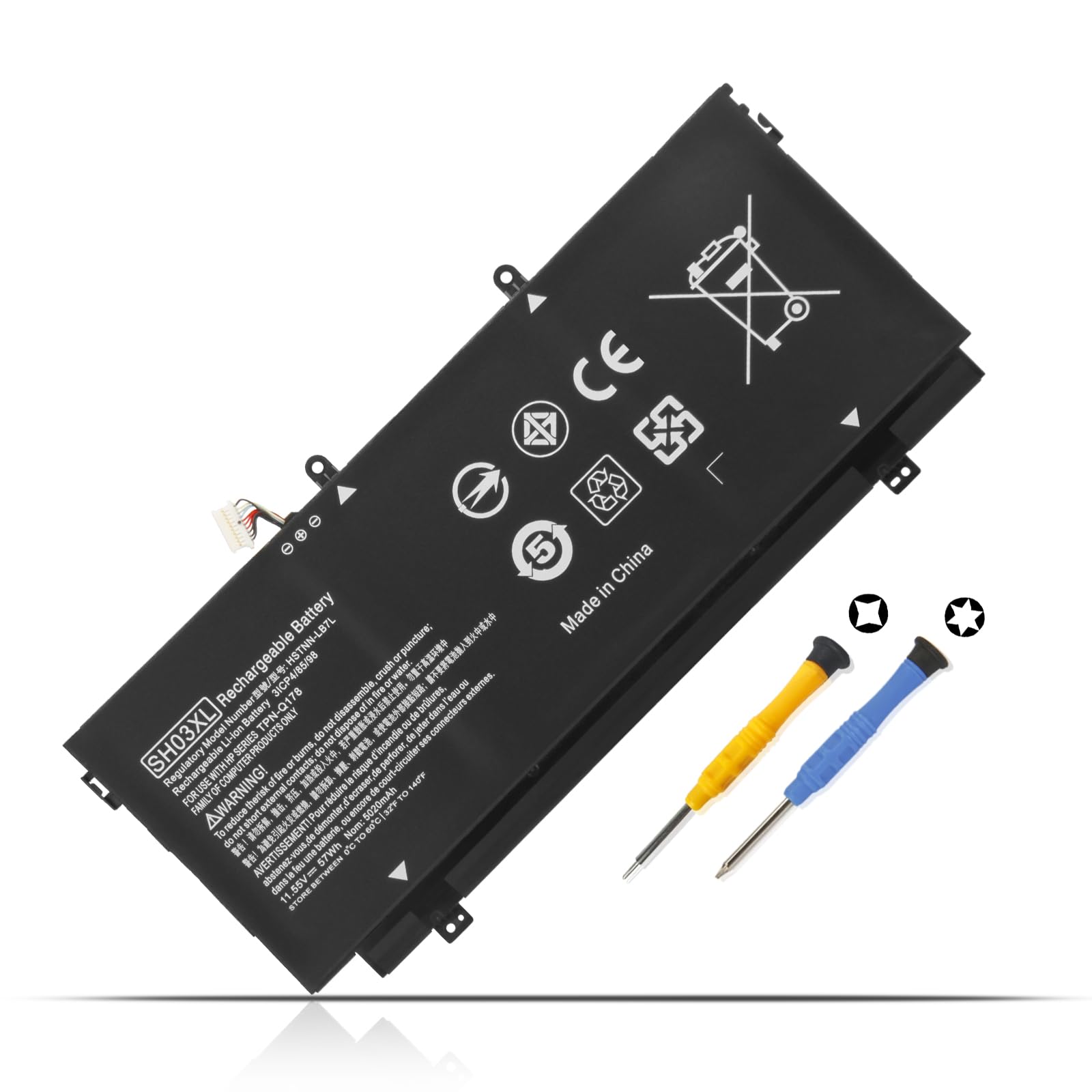 K KYUER SH03XL Laptop Battery for HP Spectre X360 13-AC0XX 13-W0XX 13T-AC000 13T-W000 13-AC033DX 13-AC023DX AC052NA AC002NA AC092MS 13-W013DX W023DX W025ND W031NG W010ND SH03057XL TPN-Q178 HSTNN-LB7L