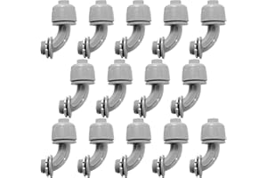 HDHAODA 1/2-Inch Liquid Tight Conduit Connectors, NPT Non-Metallic Connector for PVC Electrical Flexible Conduit Fittings, 90-Degree, for Home Outdoor Tubes Tools, UL Listed, Grey, 14-Pack