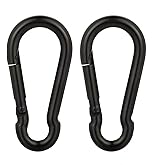 4 Inch Carabiner Clip Spring Snap Hook Black Heavy Duty Steel Clip Link Buckle 10x100mm 2pcs for Hammock Punching Bags Swing Chairs Gym Equipment Camping Hiking