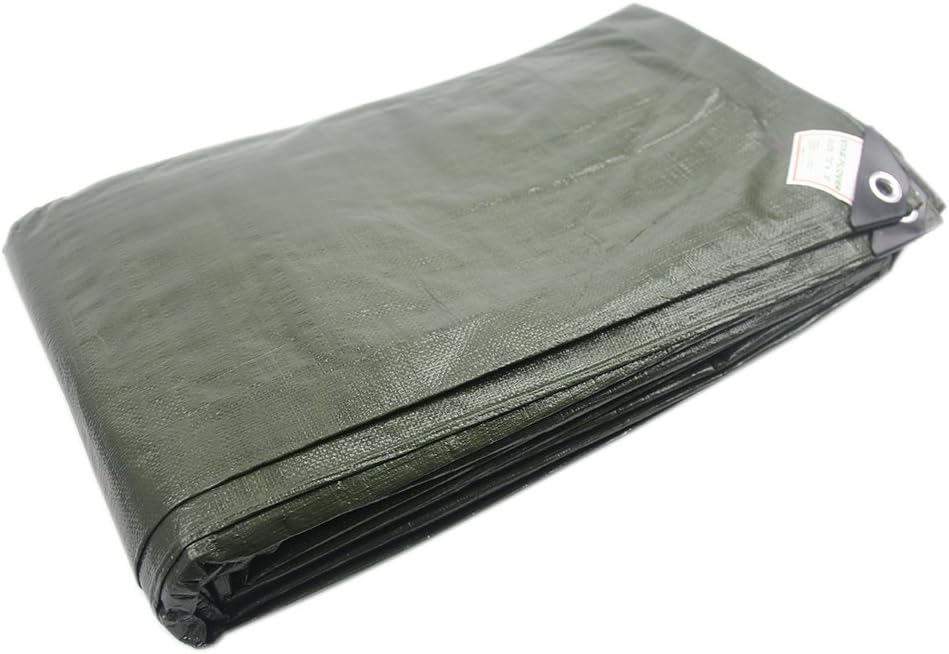 Hanjet Heavy Duty Tarp 16' x 24' 9-mil Waterproof Poly Reinforced Tarp Cover Tent Shelter Camping Tarpaulin with Grommets Forest Green - - 