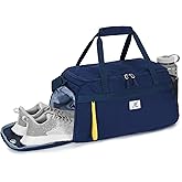 SKYSPER Gym Bag for Men & Women with Shoe Compartment, Carry-on Gym Duffle Bag for Travel and Sports, Workout Overnight Bag with Large Wet Pocket, Blue