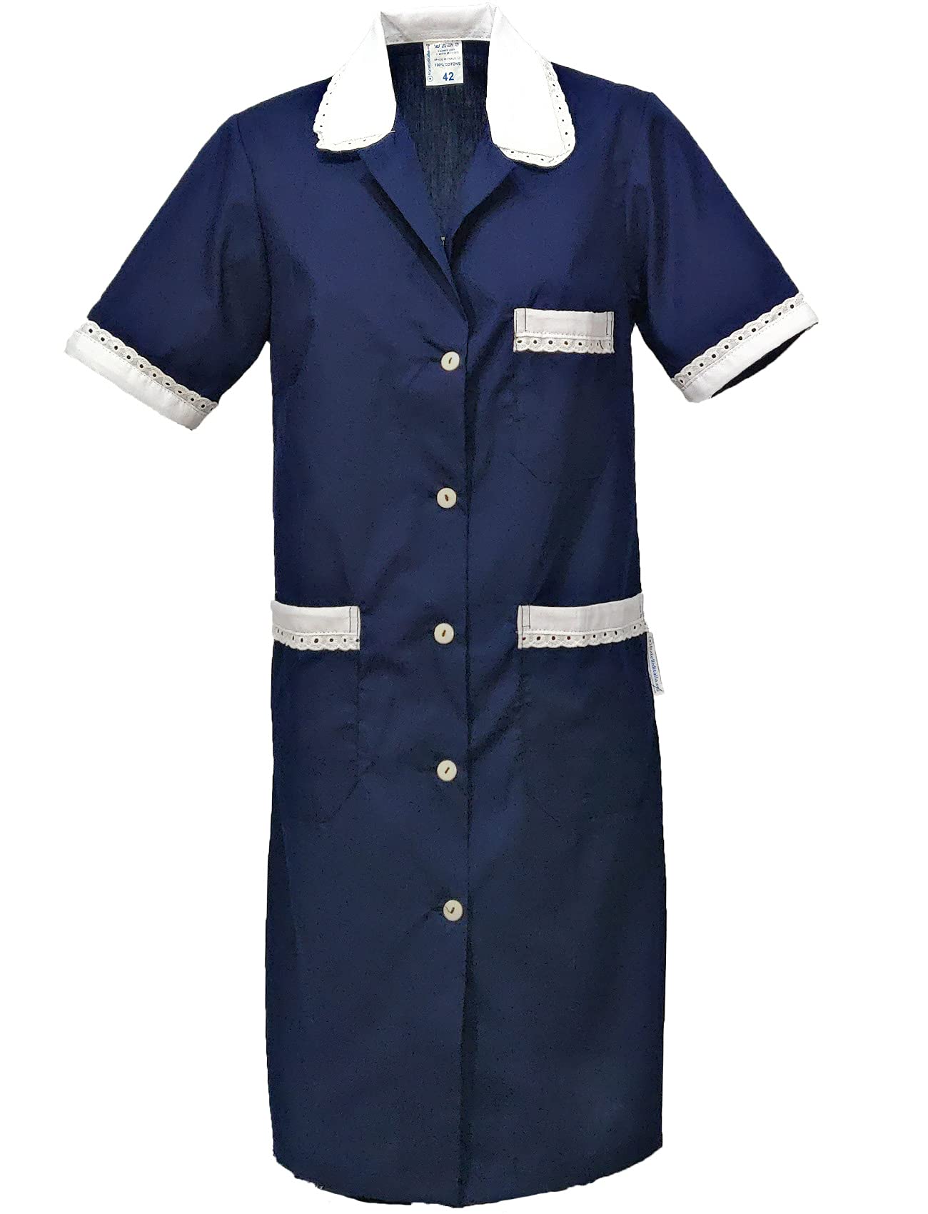fratelliditalia.org Women's Maid Housemaid Cleaning Work Short Sleeve Apron, blue, UK 14