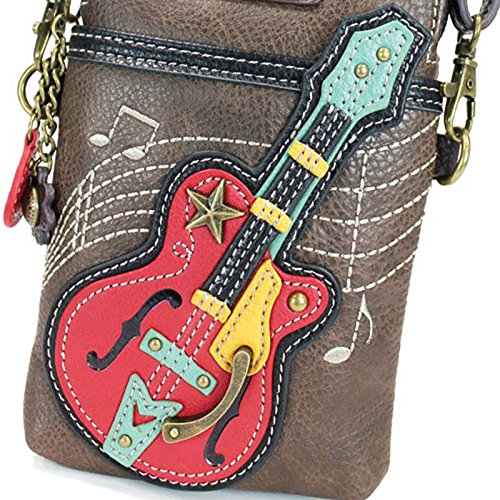 Chala Crossbody Cell Phone Purse - Women PU Leather Multicolor Handbag with Adjustable Strap - Guitar - Brown