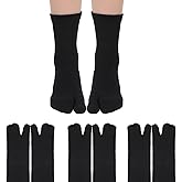 TIESOME 4 Pairs Flip Flop Socks, Tabi Split Toe Socks for Men Women Low-Cut Stretch Comfort Crew Socks