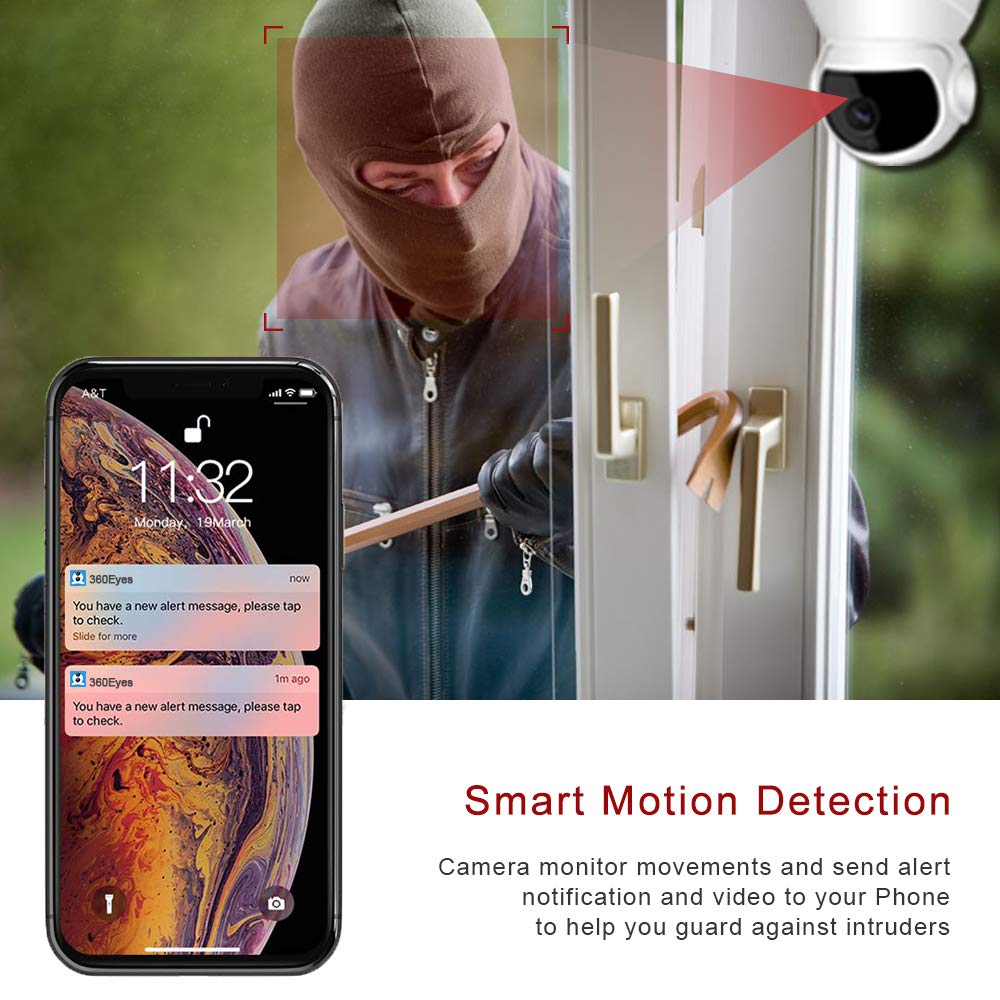 DSafer Wifi Camera 1080P Pan Tilt Zoom 360 Degree Wireless IP Camera with Motion Detection Night Vision 2 Way Audio Indoor Home Security Cloud Camera for Baby/Kids/Pets/Elder Monitor