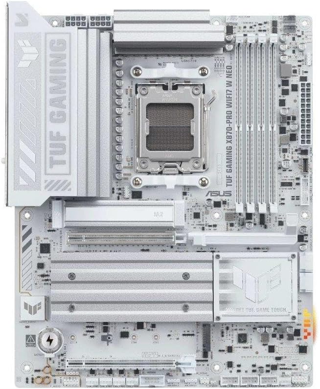 TUF Gaming X870-PRO WIFI7 W Neo AMD ATX Carte mère (16+2+1 Niveaux de Puissance, DDR5 avec Technologie NitroPath DRAM et AEMP, Quatre emplacements M.2, PCIe 5.0 pour GPU Next-Gen, Ethernet 5 Go et