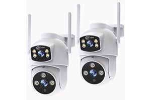 XVIM 2PK 6MP Dual Lens Security Camera Outdoor, 2.4GHz WiFi Cameras for Home with Waterproof, 360°View, AI Detection, Color Night Vision, Two-Way Audio