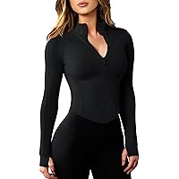 Fisoew Women's Cropped Bomber Jackets Lightweight Zip Up