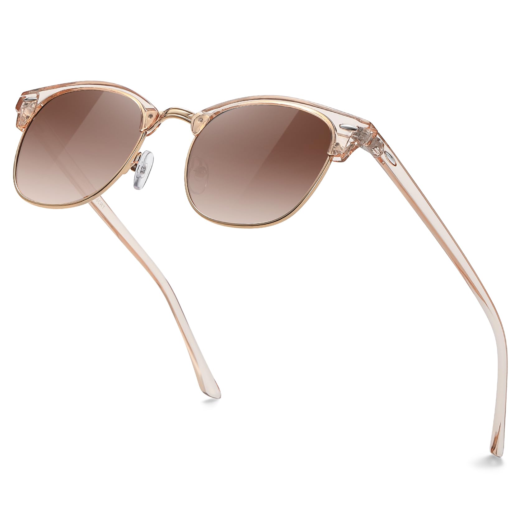 MEETSUN Retro Semi Rimless Polarized Sunglasses for Men Women Classic Trendy Driving Sun Glasses UV Protection