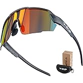 V-SUP TR90 Cycling Sunglasses UV400 Protection, Adjustable Ultra-Light Sport Glasses with Case for Running & Outdoor Use