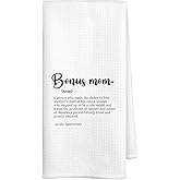 VONTP Bonus Mom Definition Kitchen Towels 16x24 Inch,Bonus Mom Hand Dish Towels Decor for Kitchen,Gifts for Women