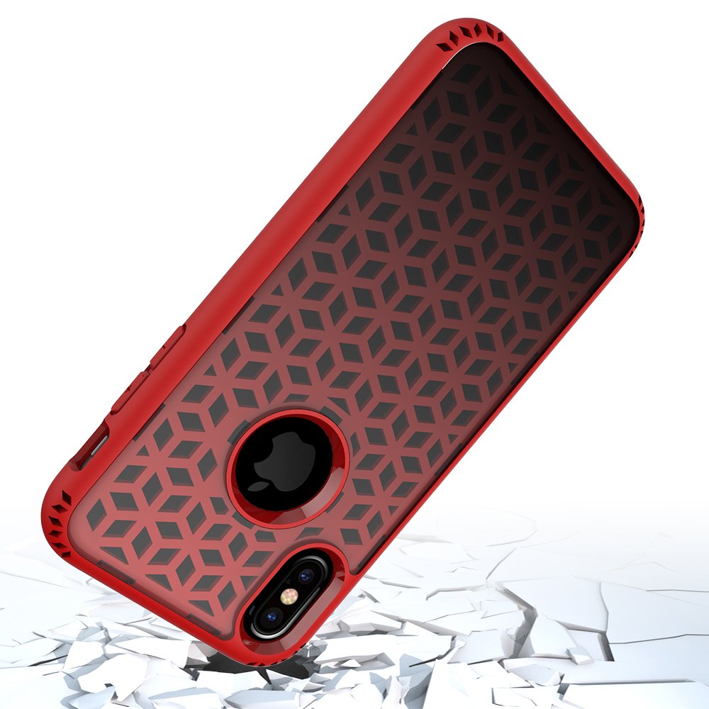 iPhone X Case, MagicSky Shockproof Slim Corner Protection with Resilient Shock Absorption Rubber Protective Case Cover for Apple iPhoneX - Red and Black