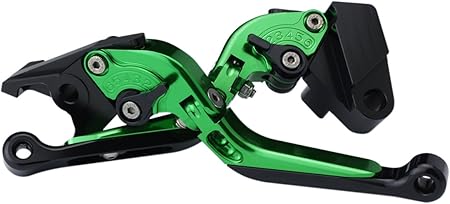 Amazon Ninja250 R Sl Z250 Sl Dトラッカーx Klx250 250tr アルミ 削り出し ビレット ブレーキレバー クラッチレバー セット 可倒 角度 伸縮 調整機能付 グリーン クラッチレバー セット 車 バイク