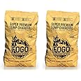 FOGO Super Premium Hardwood Lump Charcoal, Natural, Large Sized Lump Charcoal for Grilling and Smoking, Restaurant Quality, 17.6 Pound Bag, 2-Pack